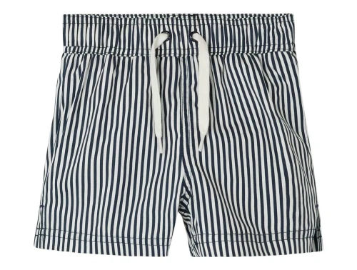 Blå og hvid stribet badeshorts med bindebånd fra Name It 13239795 navy blazer 